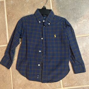 Ralph Lauren Navy and Yellow Plaid Kids Button-Down Shirt